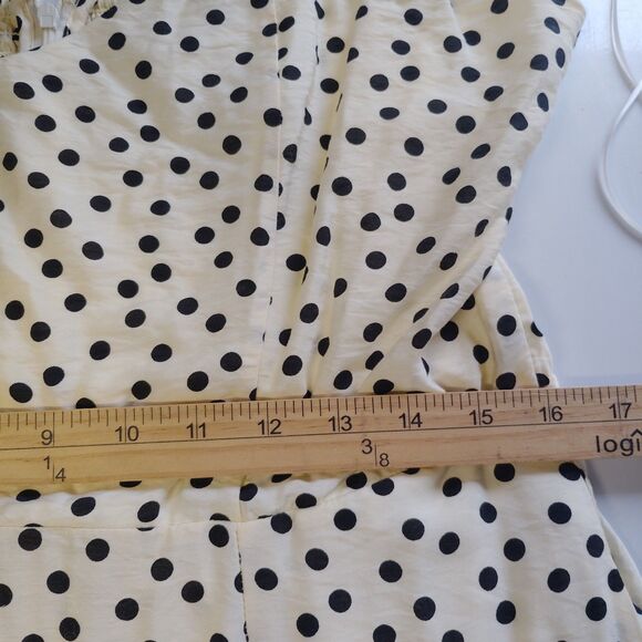 Rachel Zoe Women Sleeveless Rayon Midi Dress SZ 12 Cream/Polka Dot Retro Pin Up - Picture 8 of 9